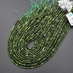 Faceted Natural Canadian Jade 4mm Round Beads Real Green Jade Gemstone 15.5" Strand