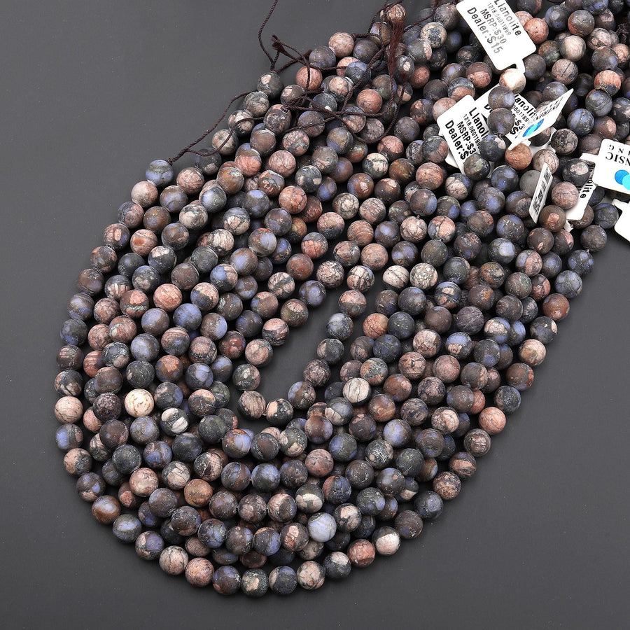 Matte Natural Llanite Blue Quartz 4mm 6mm 8mm 10mm Round Beads Healing Stone from Llano Texas 15.5" Strand