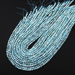 AA Faceted Natural Blue Larimar Beads 4mm Round Beads Genuine Gemstone 15.5" Strand