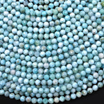 AA Faceted Natural Blue Larimar Beads 4mm Round Beads Genuine Gemstone 15.5" Strand