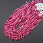 AAA Translucent Faceted Natural Pink Tourmaline Rondelle 3mm 4mm Beads Diamond Cut Gemstone 15.5" Strand