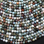 Real Natural Blue Larimar Beads Faceted 4mm Round Beads Red Iron 15.5" Strand