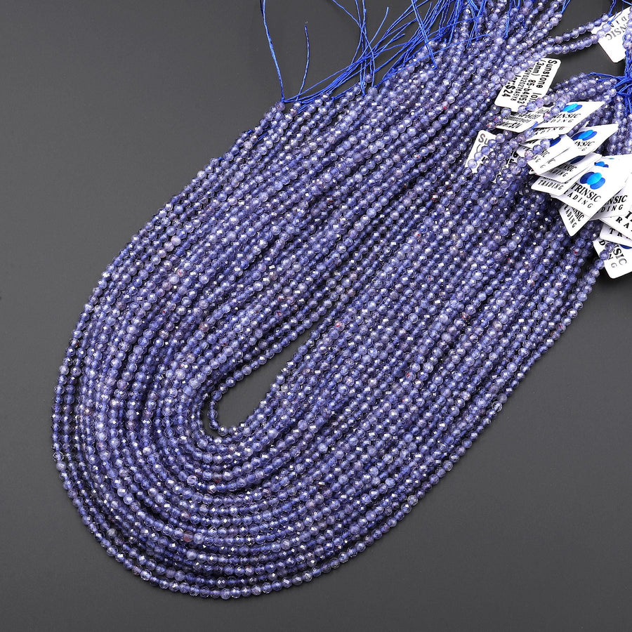 Rare AAA Natural Sunstone Iolite Faceted 3mm Round Gemstone Beads 15.5" Strand