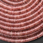 AAA Natural Dusty Mauve Strawberry Quartz Thin 6mm Heishi Disc Beads Gemstone 15.5" Strand