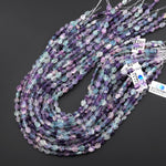 Natural Blue Green Purple Fluorite Hand Carved Leaf Gemstone Beads 15.5" Strand