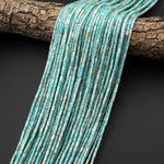 Natural Peruvian Amazonite 4x2mm Small Thin Smooth Spacer Tube Beads 15.5" Strand