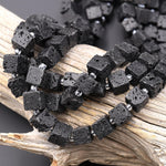 Natural Black Lava 8mm Smooth Cube Dice Gemstone Beads 15.5" Strand