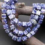 Natural Blue Sodalite 8mm Smooth Cube Dice Gemstone Beads 15.5" Strand