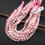 Natural Pink Rose Quartz 8mm Smooth Cube Dice Beads 15.5" Strand