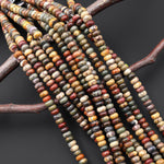 AAA Natural Red Creek Jasper Smooth Rondelle Beads 4mm 6mm 15.5" Strand
