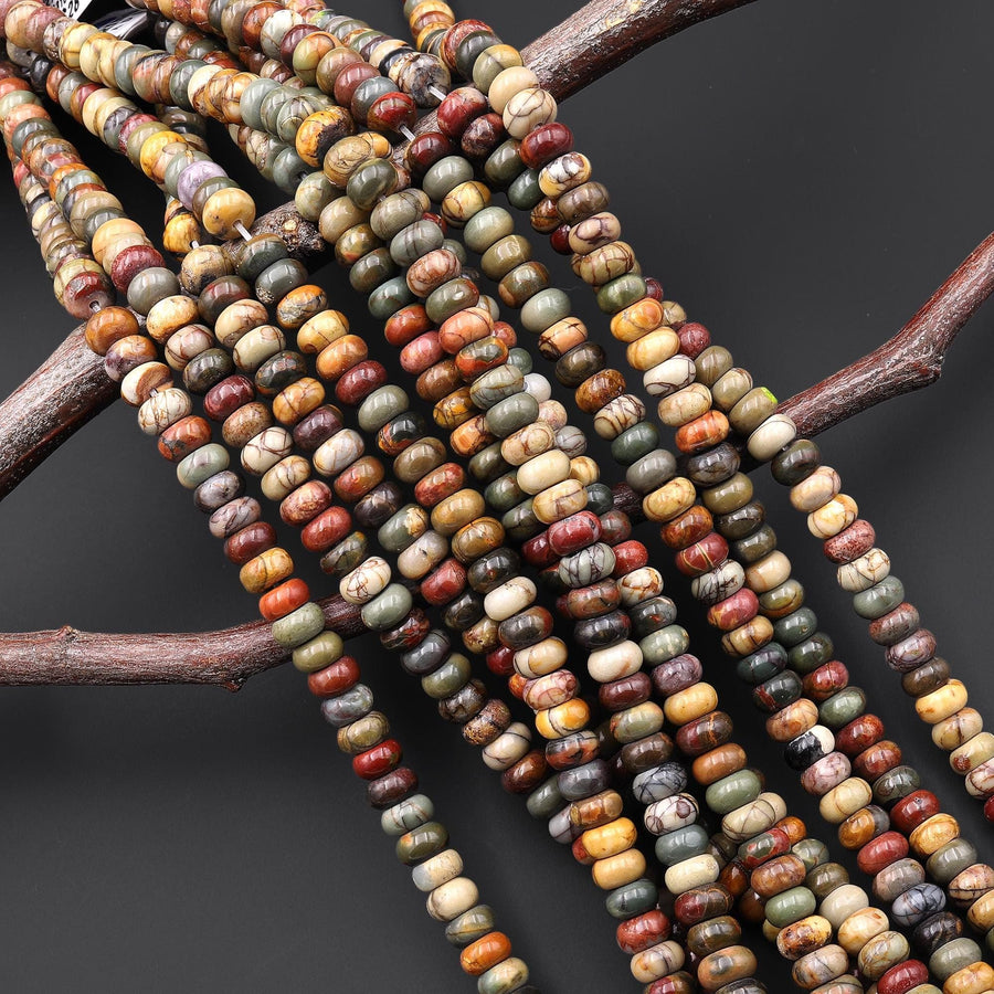 AAA Natural Red Creek Jasper Smooth Rondelle Beads 4mm 6mm 15.5" Strand