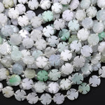 AAA Natural Light Green Burma Jade Cherry Blossom Coin Disc Flower Beads Strand