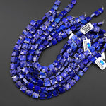 AAA Faceted Natural Blue Lapis Square Cushion 10mm Beads 15.5" Strand