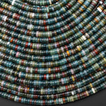 AAA Natural Teal Blue Green Indian Agate 4mm Smooth Thin Heishi Rondelle Beads 15.5" Strand