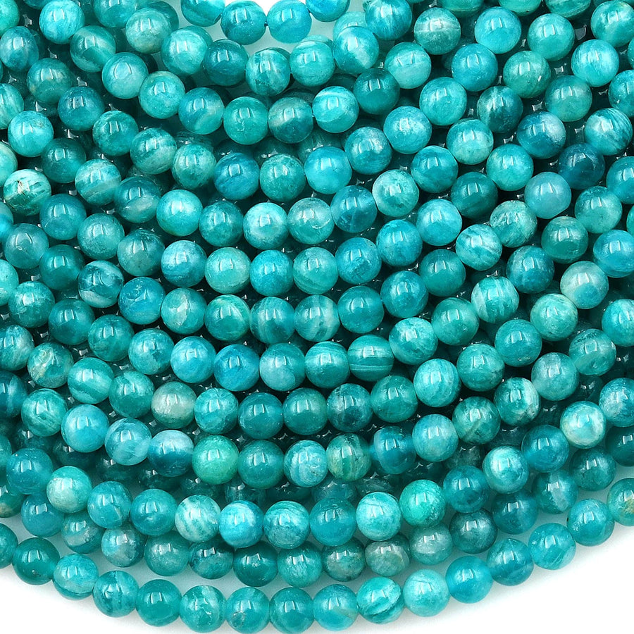 AAA Natural Aqua Sea Blue Green Russian Amazonite Round Beads 4mm Gemstone 15.5" Strand