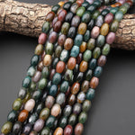 Natural Indian Agate Smooth Drum Barrel Beads Aka Bloodstone 15.5" Strand