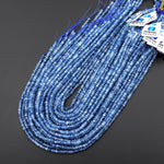 AAA Translucent Faceted Natural Stormy Blue Santa Maria Aquamarine Thin Rondelle Beads 4mm Gemstone 15.5" Strand