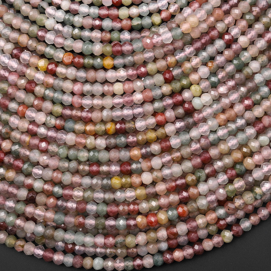 AAA Faceted Natural Yanyuan Agate 4mm Rondelle Beads 15.5" Strand