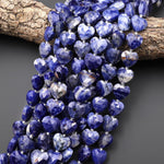 Faceted Natural Blue Sodalite Heart Beads 14mm Gemstone 15" Strand