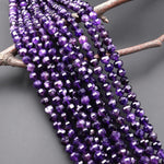 AAA Faceted Lantern Cut Natural Purple Amethyst 8mm Round Gemstone Beads 15.5" Strand