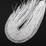Natural Rock Quartz Crystal 4mm Smooth Heishi Rondelle Beads 15.5" Strand