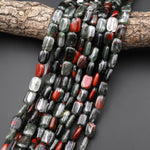 Natural African Indian Bloodstone Smooth Rectangle Beads 15.5" Strand