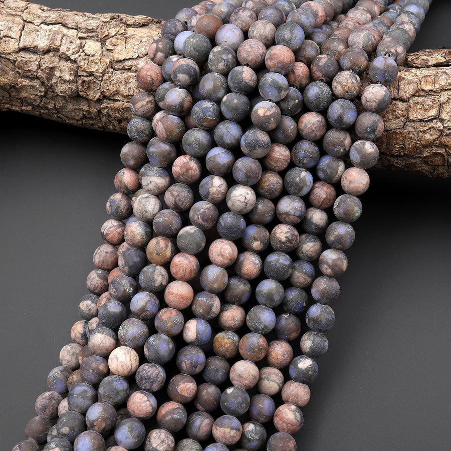 Matte Natural Llanite Blue Quartz 4mm 6mm 8mm 10mm Round Beads Healing Stone from Llano Texas 15.5" Strand