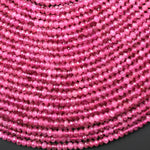AAA Translucent Faceted Natural Pink Tourmaline Rondelle 3mm 4mm Beads Diamond Cut Gemstone 15.5" Strand