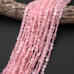 Natural Pink Rose Quartz Cherry Blossom Flower Beads 6mm Carved Gemstone 15.5" Strand