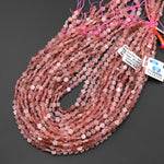 Natural Strawberry Quartz Cherry Blossom Flower Beads 6mm Carved Gemstone 15.5" Strand