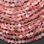 Natural Strawberry Quartz Cherry Blossom Flower Beads 6mm Carved Gemstone 15.5" Strand