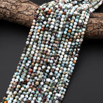 Real Natural Blue Larimar Beads Faceted 4mm Round Beads Red Iron 15.5" Strand