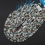 Real Natural Blue Larimar Beads Faceted 4mm Round Beads Red Iron 15.5" Strand