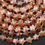 Rare Natural Chocolate Orange Aventurine Beads Faceted 10mm Carved Star Gemstone 15.5" Strand
