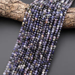 Rare Natural Sunstone Iolite Faceted 4mm Round Beads 15.5" Strand