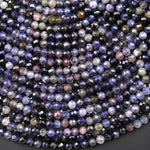 Rare Natural Sunstone Iolite Faceted 4mm Round Beads 15.5" Strand