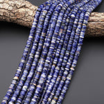 Natural Blue Orange Sodalite Smooth 6mm Heishi Thin Rondelle Beads 15.5" Strand