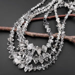 AAA Large Natural Herkimer Double Terminated Diamond Quartz Beads W/ Black Anthraxolite Inclusion 16" Strand