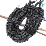 Natural Black Lava 8mm Smooth Cube Dice Gemstone Beads 15.5" Strand