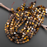 Natural Tiger's Eye 8mm Smooth Cube Dice Gemstone Beads 15.5" Strand