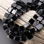 Natural Black Onyx 8mm Smooth Cube Dice Gemstone Beads 15.5" Strand