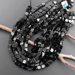 Natural Black Onyx 8mm Smooth Cube Dice Gemstone Beads 15.5" Strand