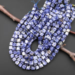 Natural Blue Sodalite 8mm Smooth Cube Dice Gemstone Beads 15.5" Strand