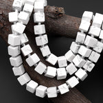 Natural White Howlite 8mm Smooth Cube Dice Gemstone Beads 15.5" Strand