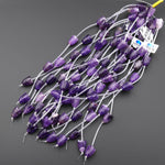 AAA Natural Purple Amethyst Hand Carved Tulip Lily Flower Vertically Drilled Gemstone 15mm Beads Strand