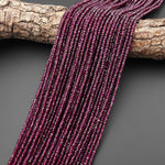 AAA Faceted Natural Purple Garnet Faceted 3mm Thin Rondelle Beads Gemstone 15.5" Strand