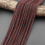 Natural Red Tiger Iron 4mm Smooth Rondelle Beads 15.5" Strand