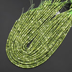 Natural Mustard Green Jade 4mm Smooth Rondelle Gemstone Beads 15.5" Strand