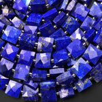 AAA Faceted Natural Blue Lapis Square Cushion 10mm Beads 15.5" Strand