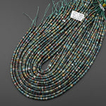 AAA Natural Teal Blue Green Indian Agate 4mm Smooth Thin Heishi Rondelle Beads 15.5" Strand